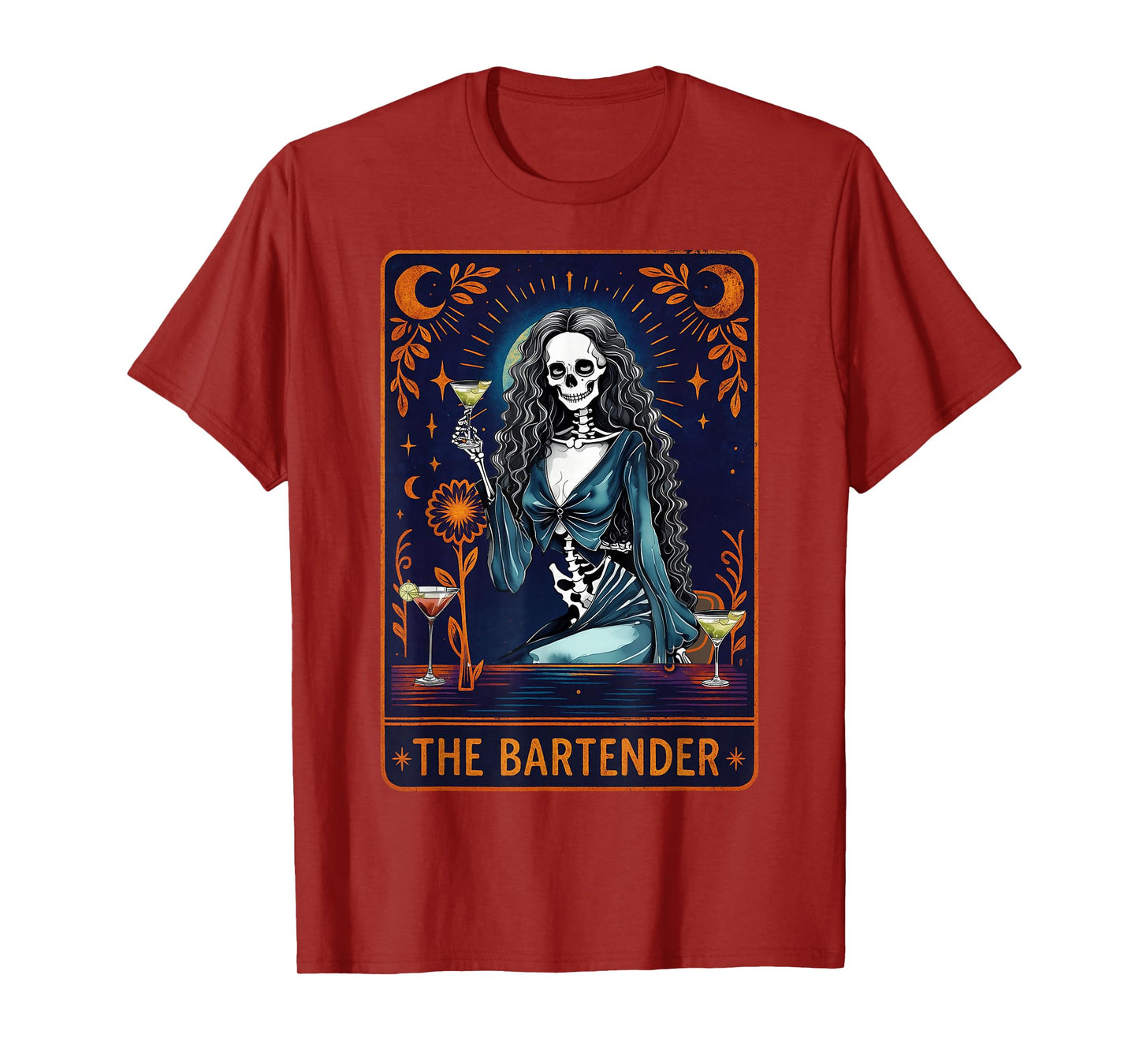 Bartender Tarot Card Skeleton Cocktail T-Shirt