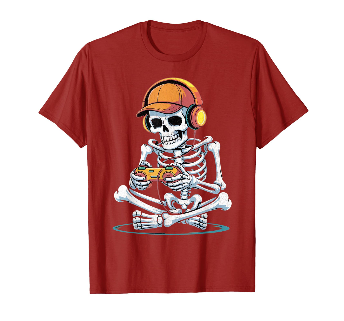 Halloween Skeleton Gamer Video with Headphones Gaming Boys T-Shirt