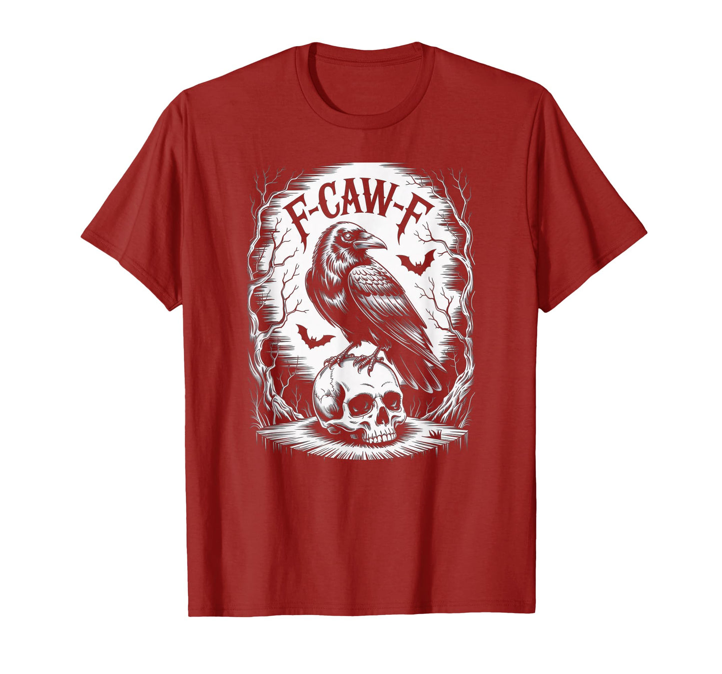 F-CAW-F Crow Skull Halloween Black Crow F-Caw-F Funny T-Shirt