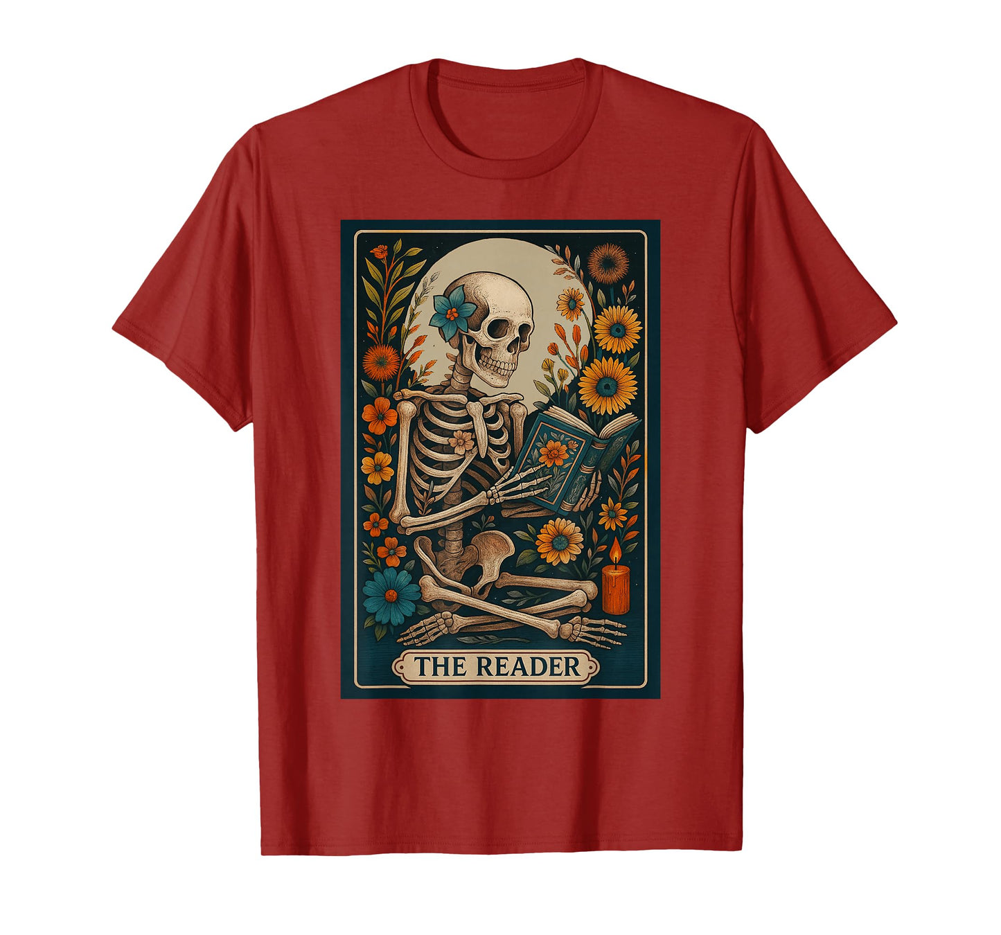 The Reader Skeleton Tarot Card Reading Book Girls Women T-Shirt