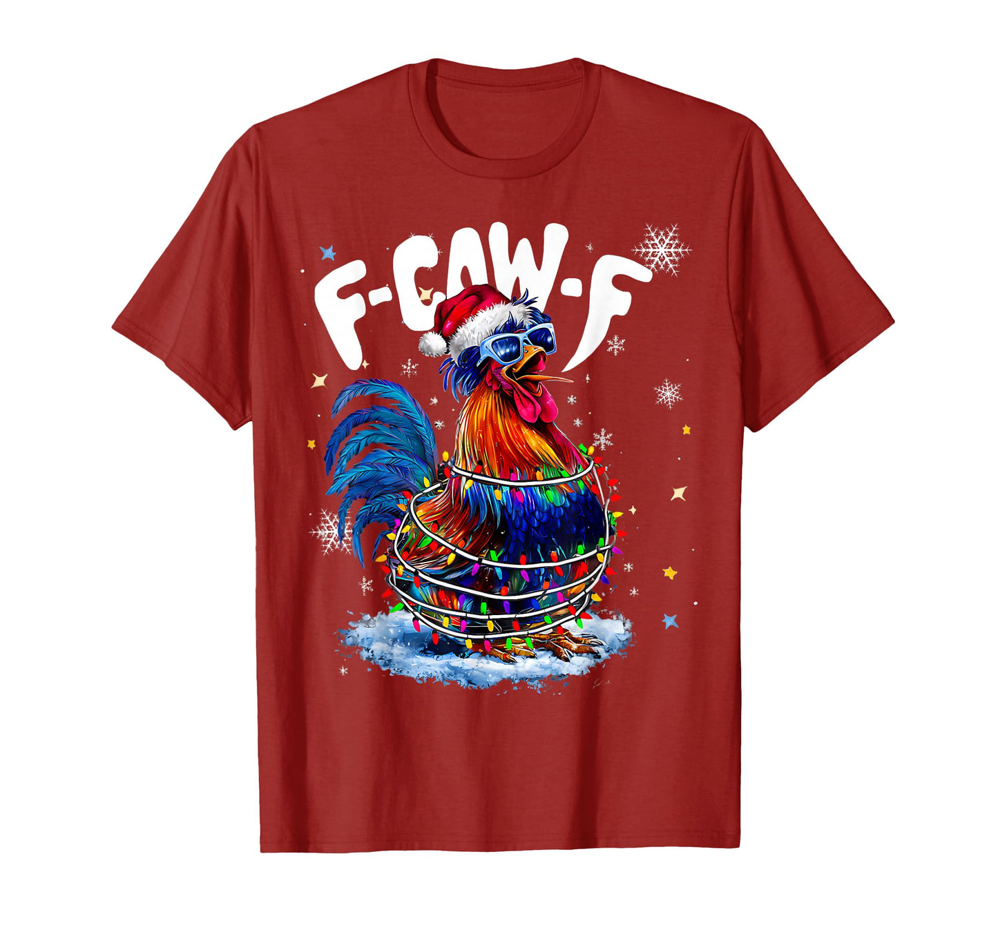 Chicken Christmas Rooster Santa Hat Holiday Funny FCAWF Xmas T-Shirt