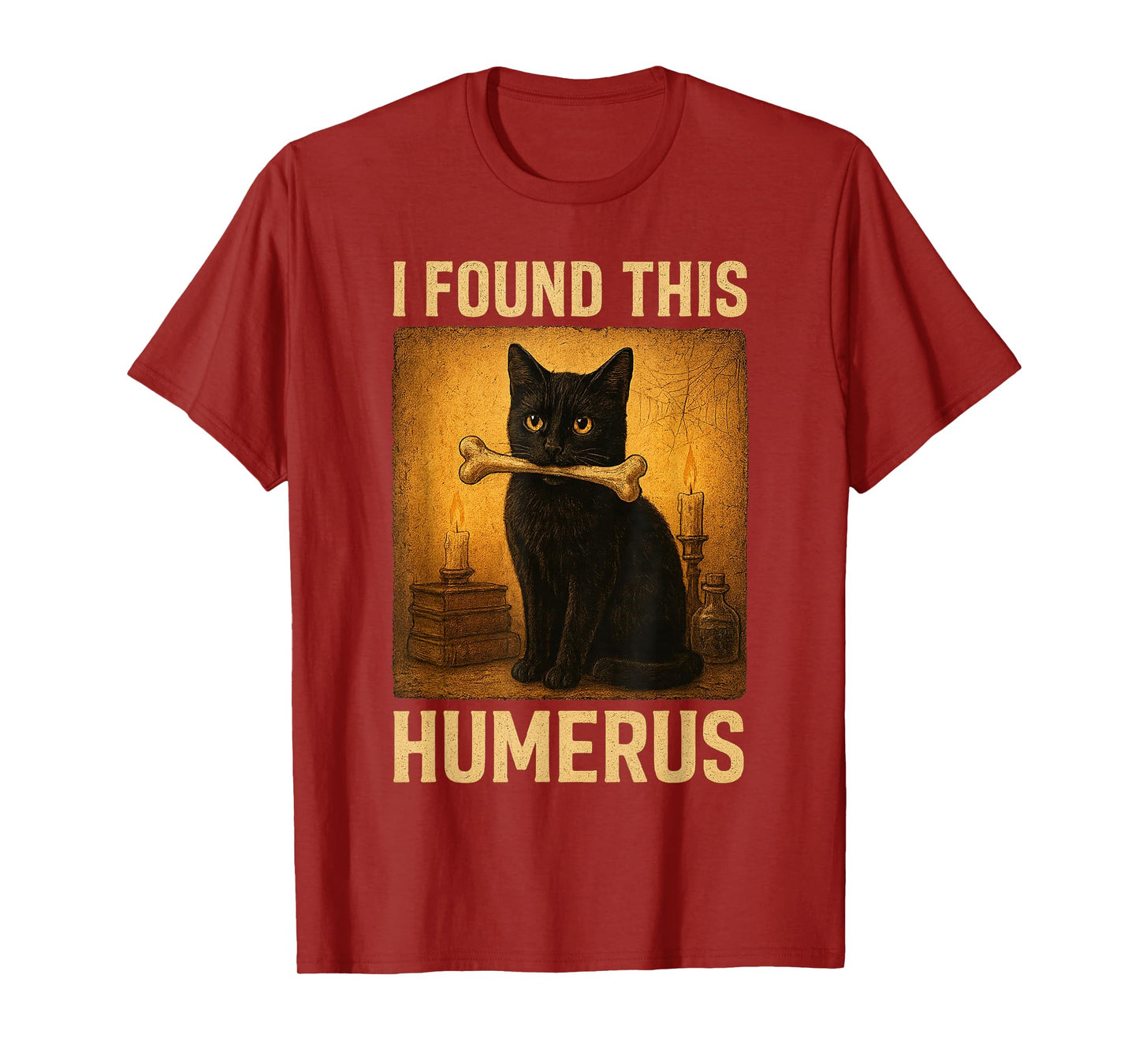 I Found This Humerus Vintage Funny Scary Black Cat Halloween T-Shirt