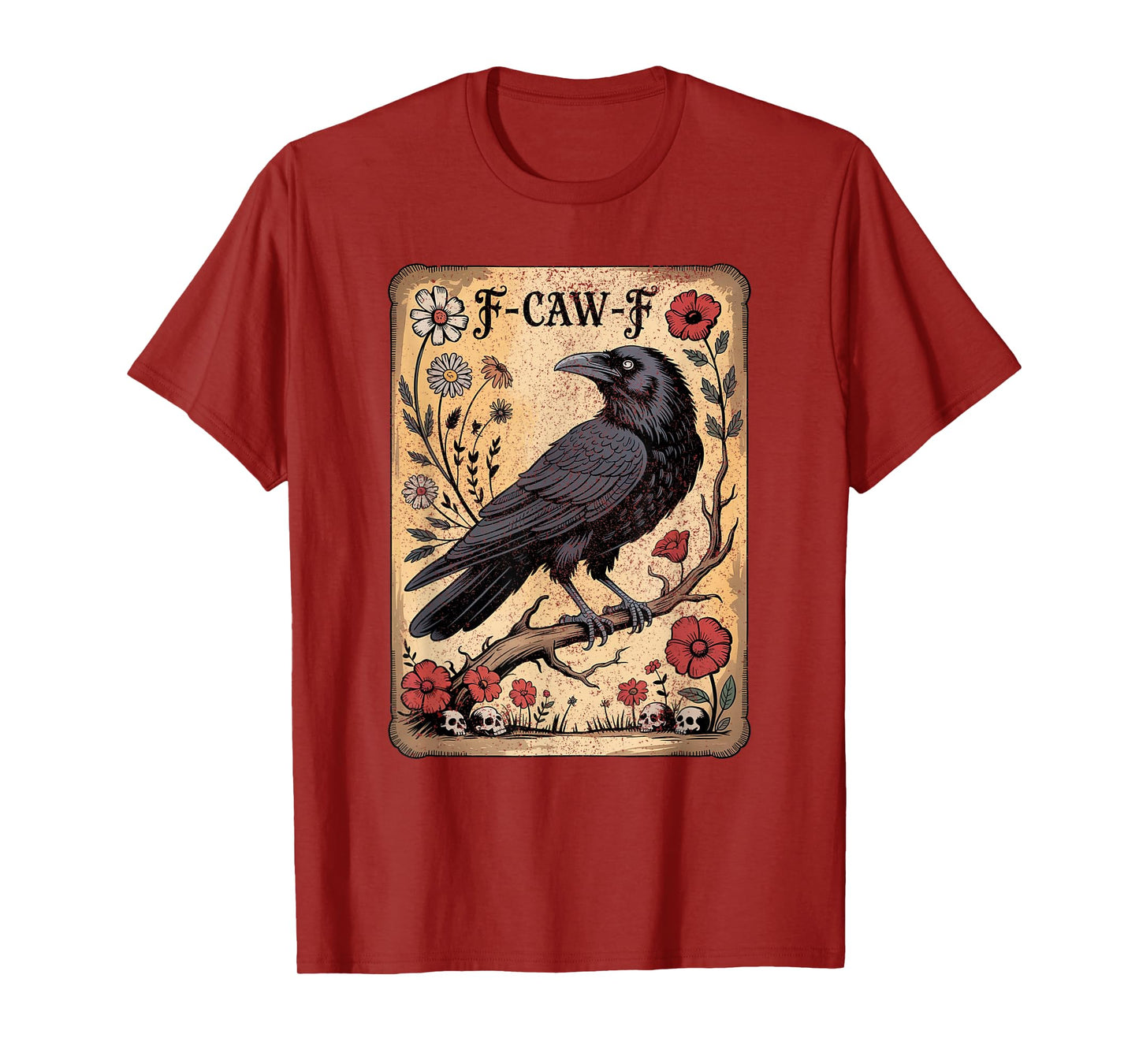 Black Crow, F-Caw-F Funny Black Bird Moon Gothic Adult Humor T-Shirt