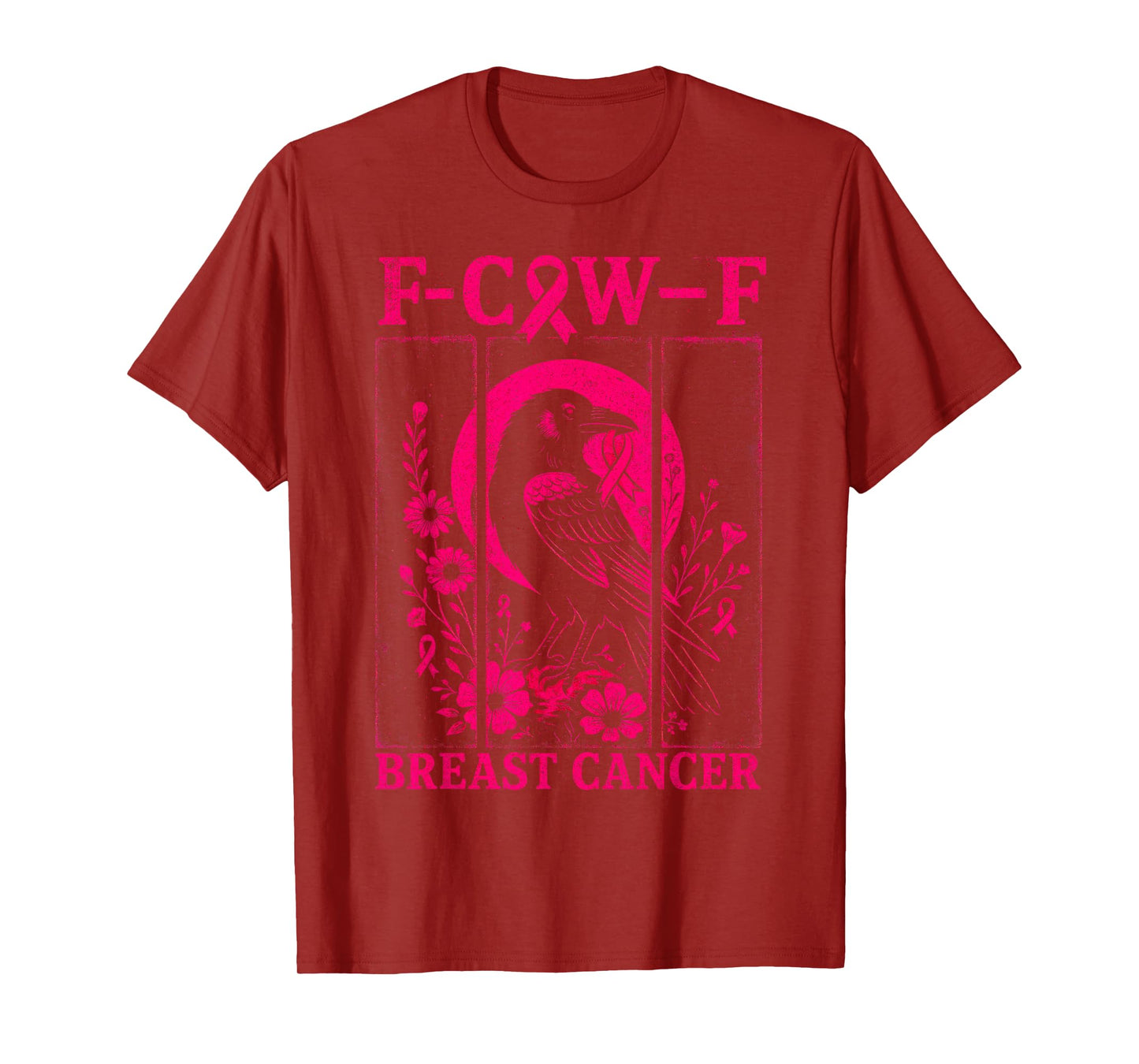 F-Caw-F Raven Black Crow Pink Ribbon Breast Cancer Awareness T-Shirt