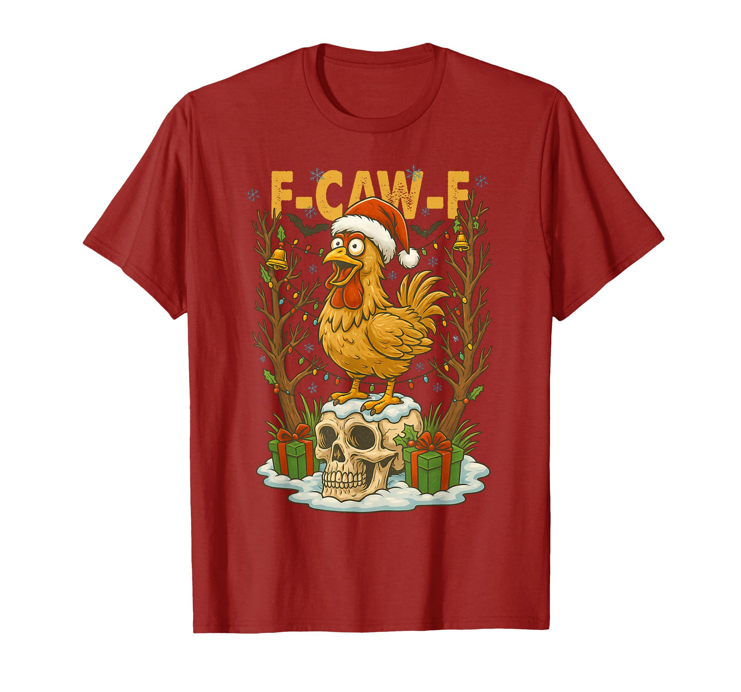 Merry Xmas F-Caw-F Chicken, Santa Chicken, Funny Raven Xmas T-Shirt