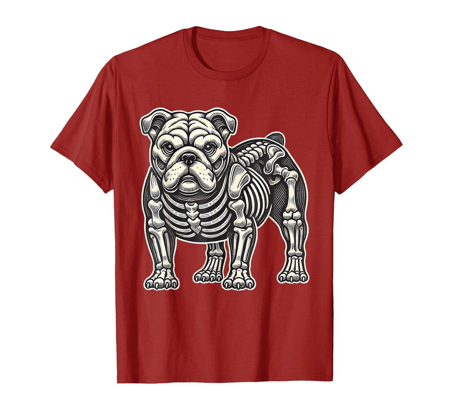 Funny English Bulldog Dog Skeleton Halloween Men Women Kids T-Shirt