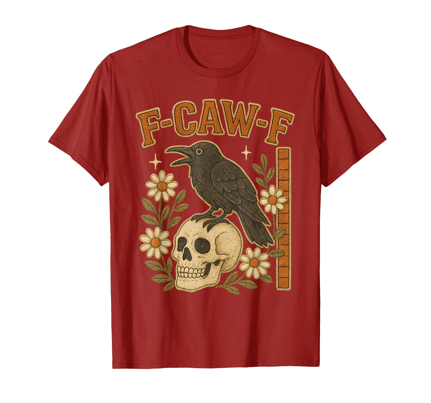 Funny F-Caw-F Raven Moon Gothic Vintage Crow Floral T-Shirt