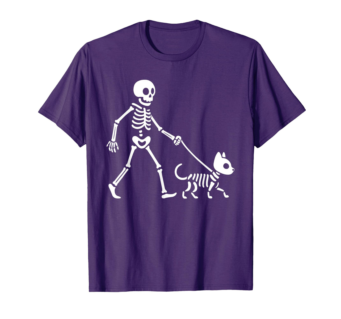 Happy Halloween Funny Skeleton Walking Cat Spooky Season T-Shirt