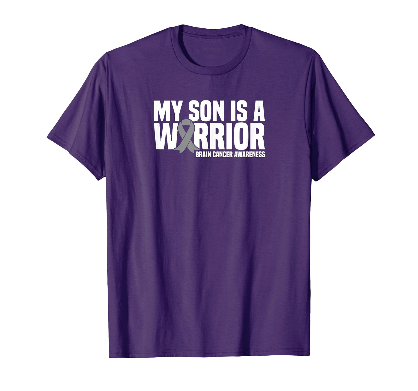 My Son is a Warrior Grey Ribbon Brain Cancer Awareness T-Shirt