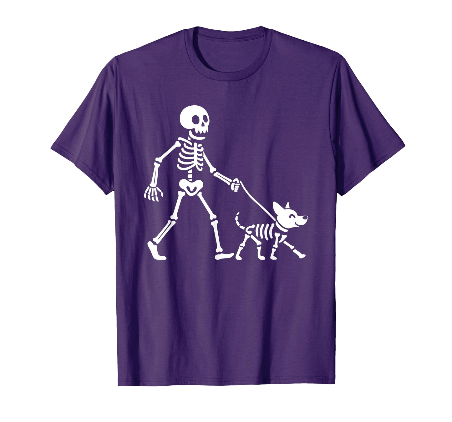 Happy Halloween Funny Skeleton Walking Dog Spooky Season T-Shirt