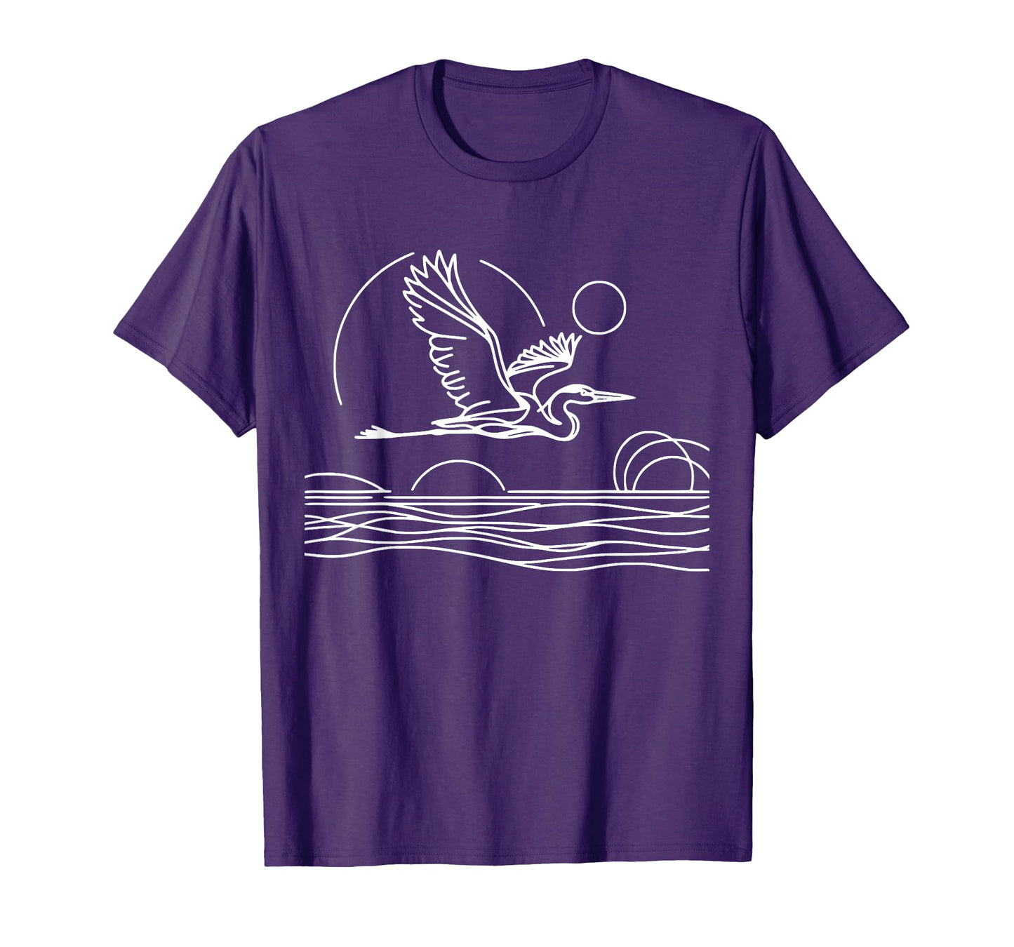 Line Art Bird & Ornithologist Great Blue Heron T-Shirt