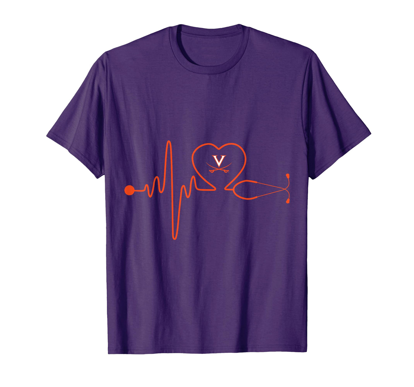 Virginia Cavaliers Nurse Stethoscope Heartbeat T-Shirt