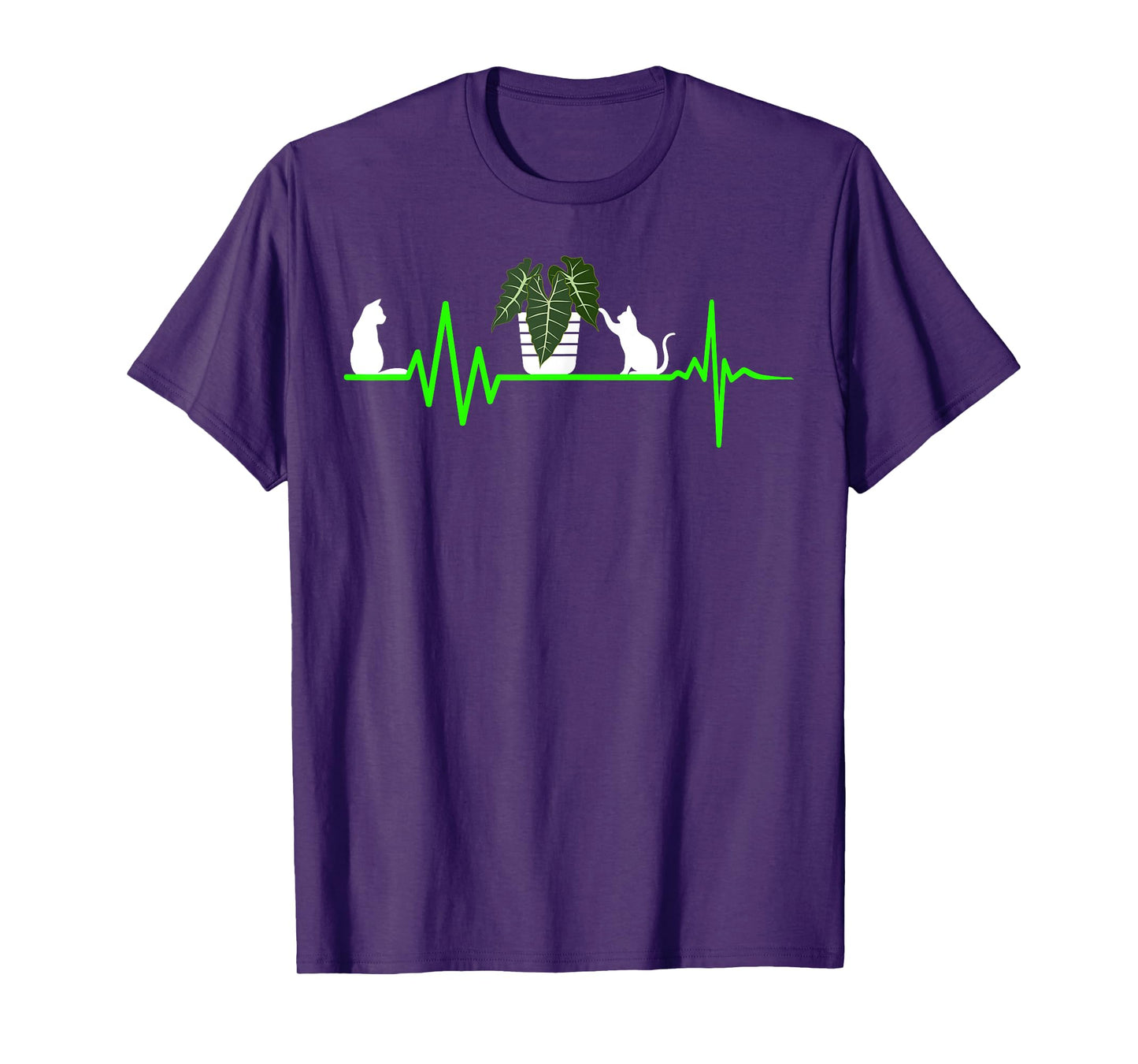 Green Heartbeat cats plant lovers garden Alocasia frydek T-Shirt