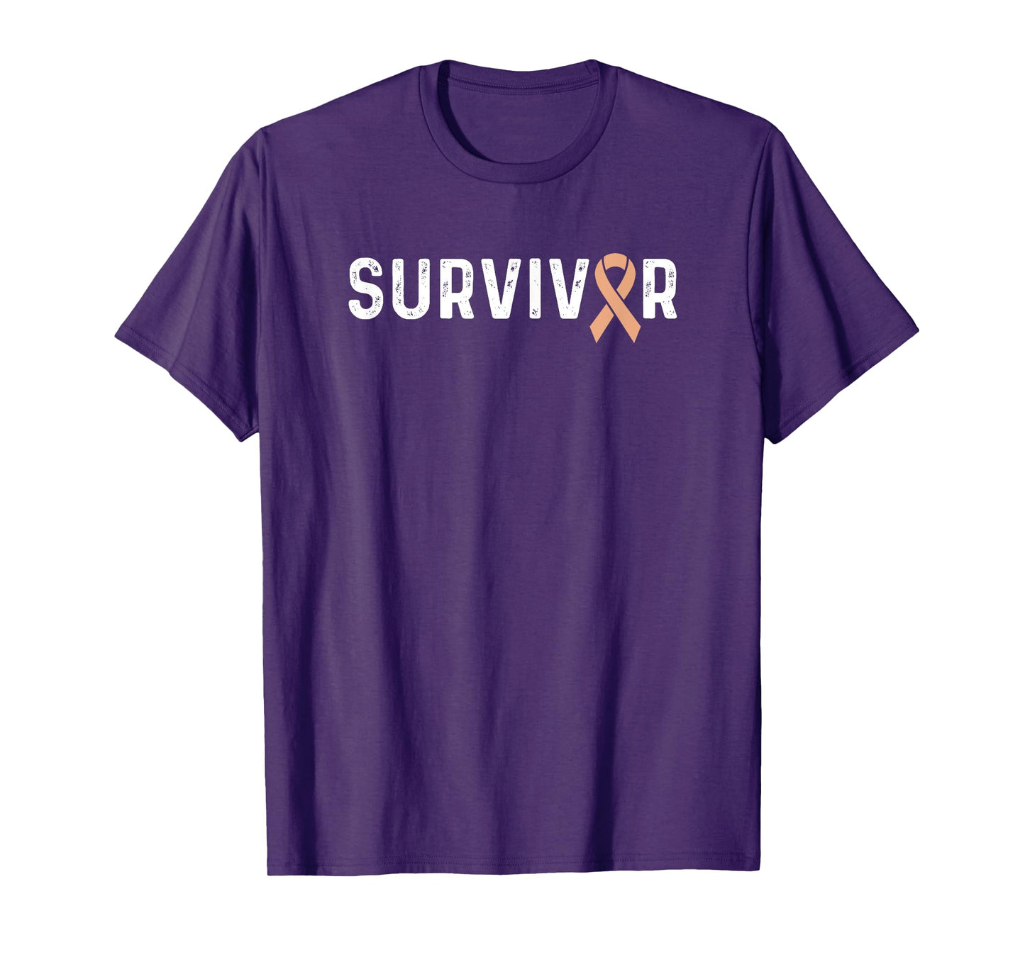 Uterine Cancer Awareness Peach Ribbon Survivor Remission T-Shirt