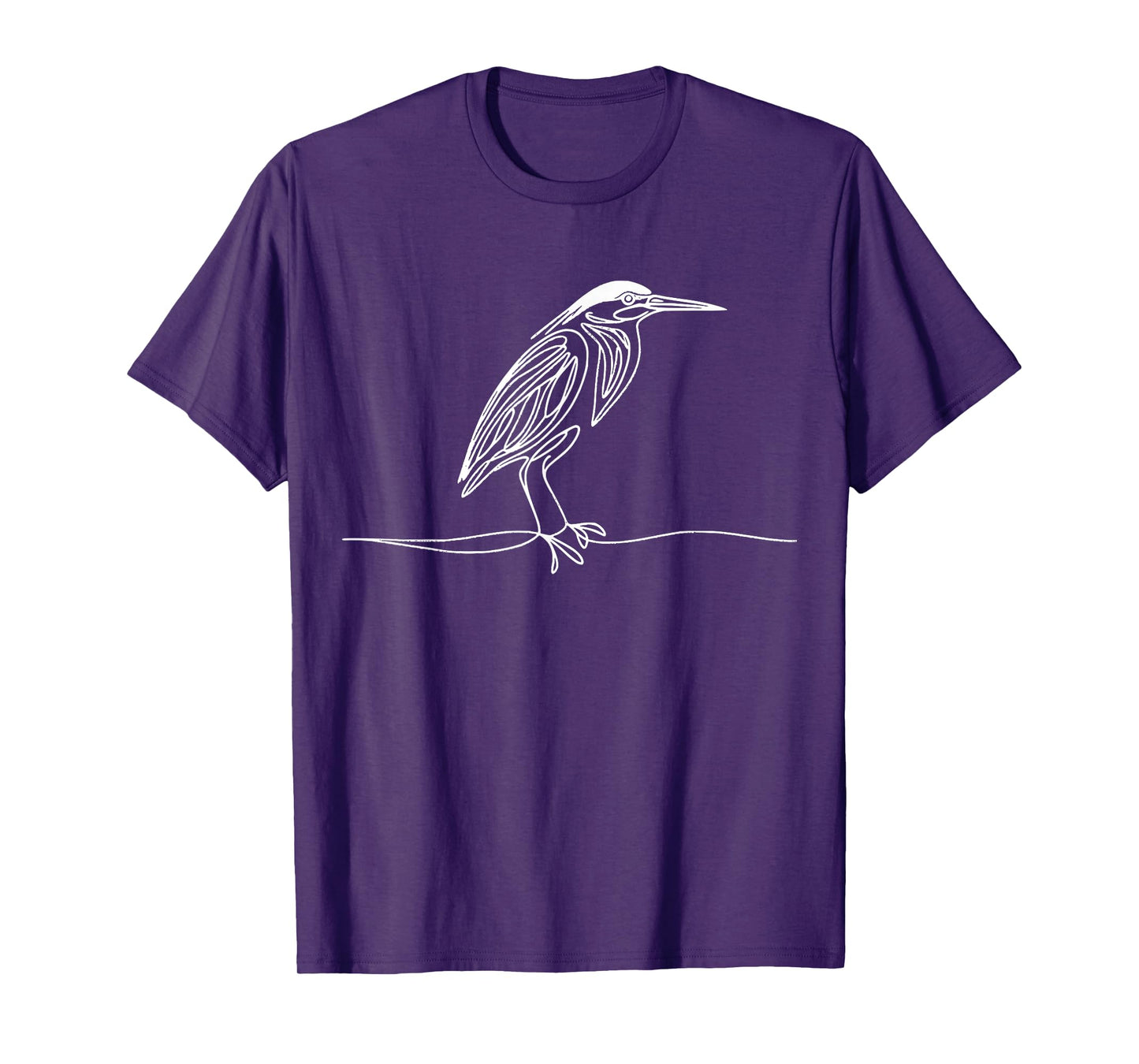 Line Art Bird Ornithologist Green Heron T-Shirt