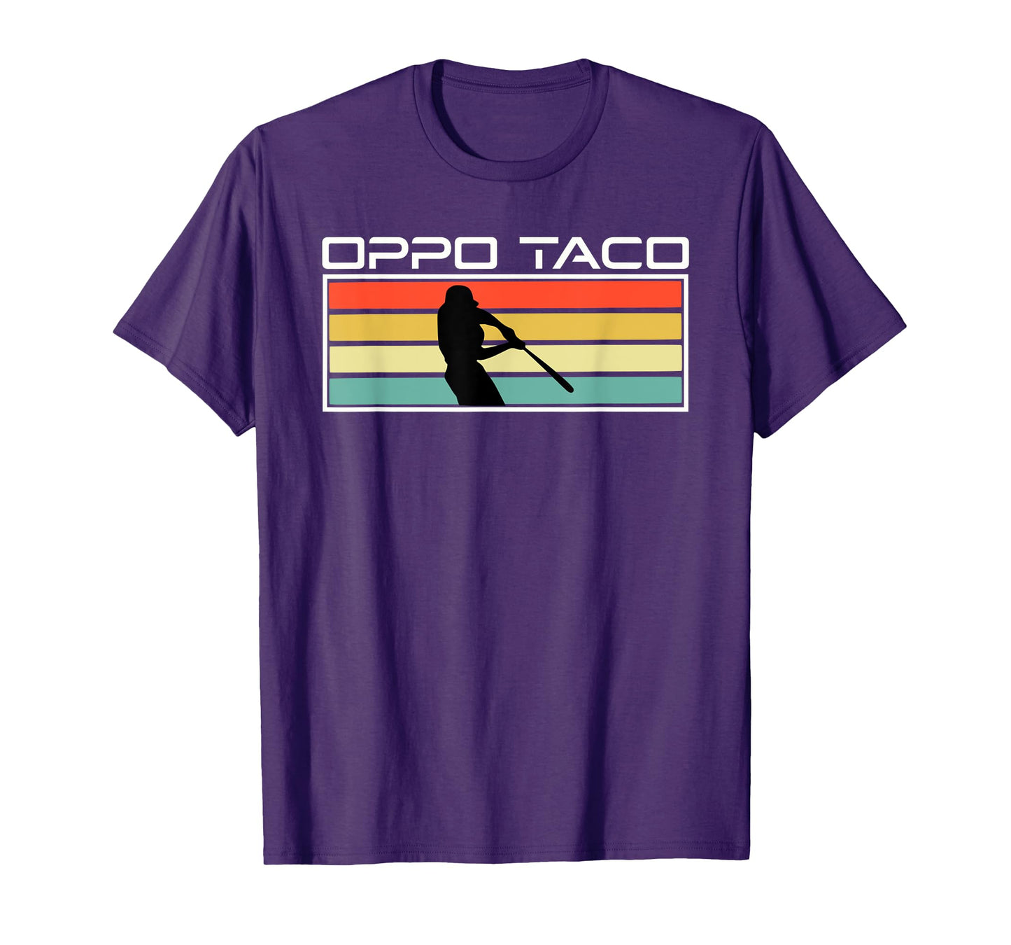 Funny Baseball Oppo Taco Retro Sunset Batter T-Shirt