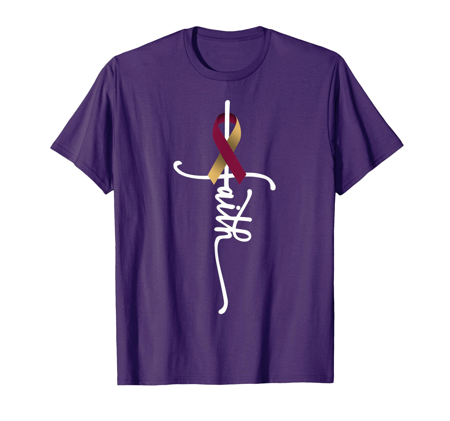 Head And Neck Cancer Faith Cancer Awareness Support Ribbon T-Shirt