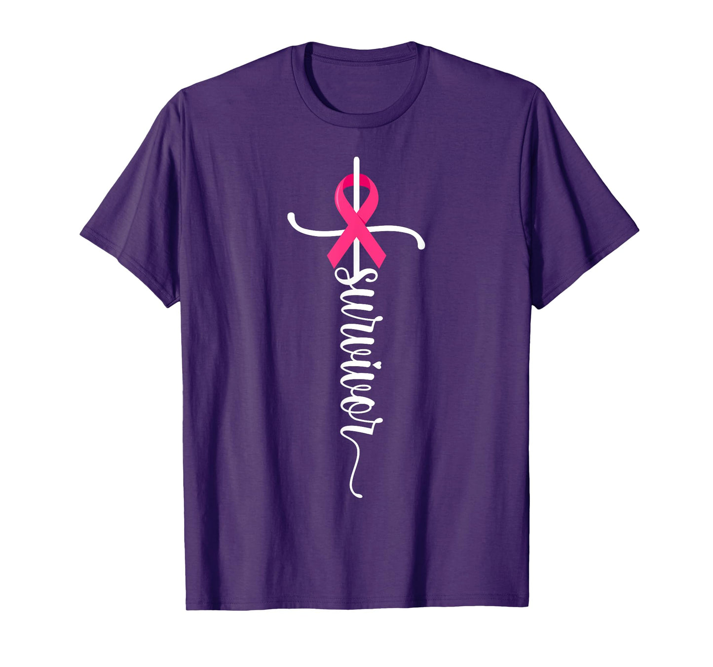 Survivor Christian Cross Warrior Pink Ribbon Breast Cancer T-Shirt