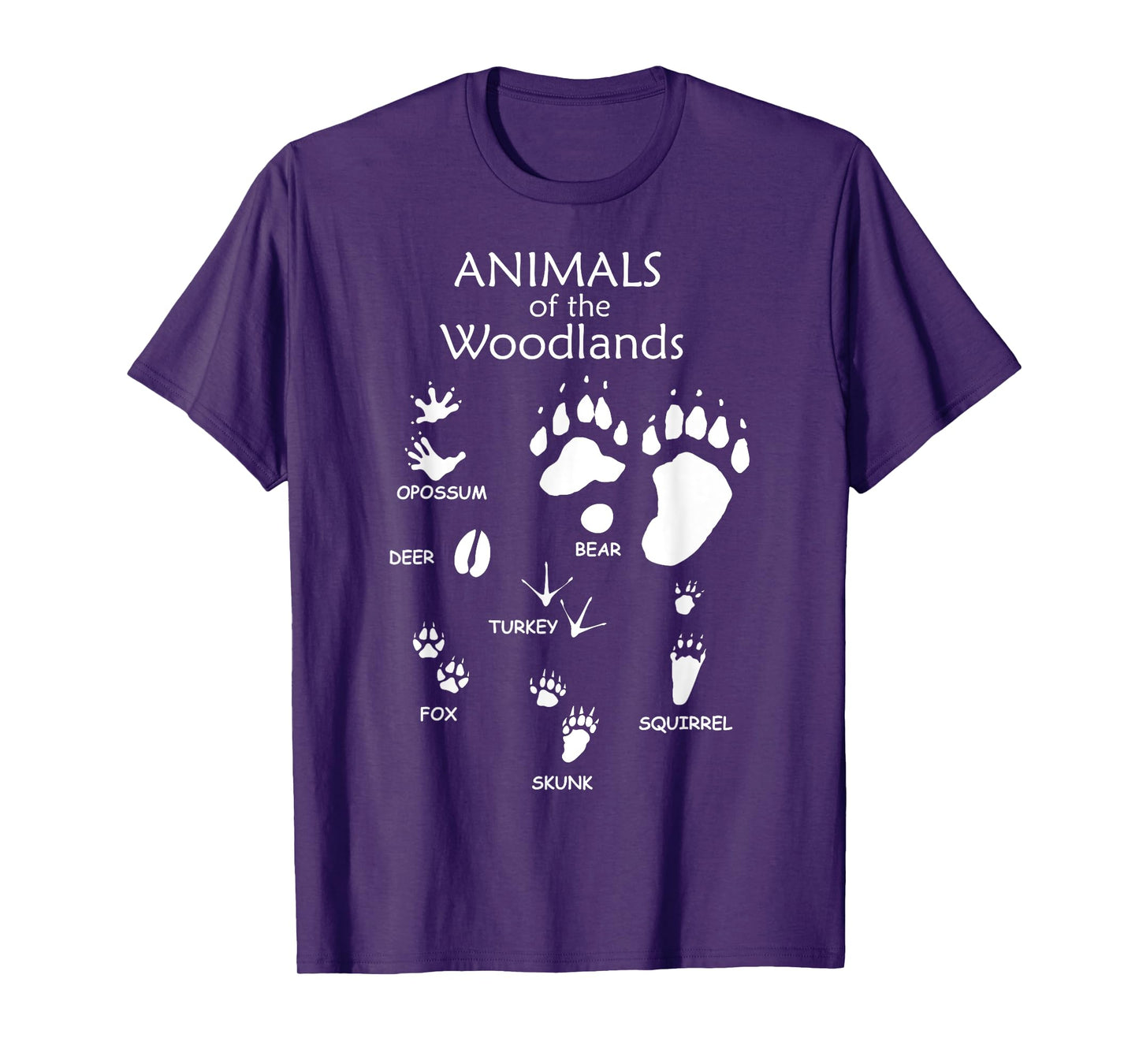 Woodland Cute Animal Paw Print Shirt, Bear Fox Skunk Turkey T-Shirt