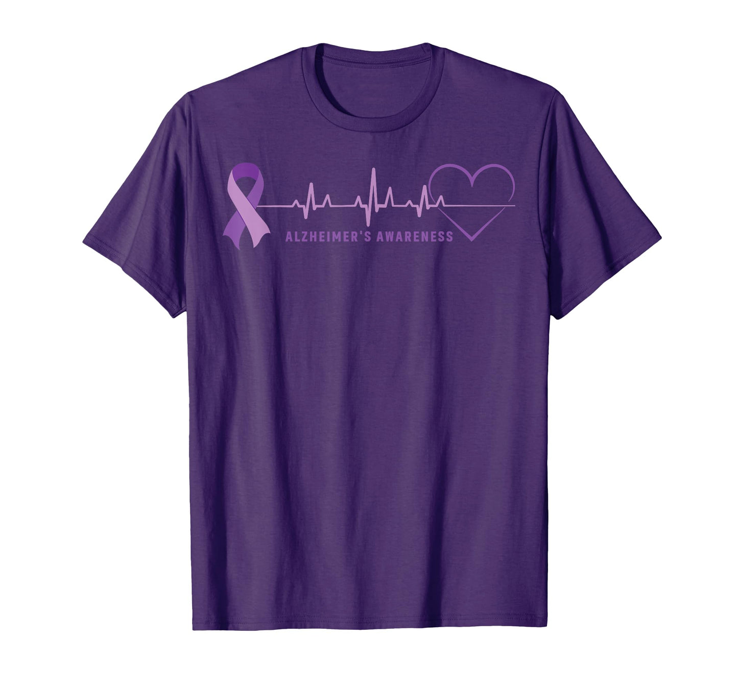 Alzheimer Disease Awareness Wear Alzheimer Ribbon Heartbeat T-Shirt