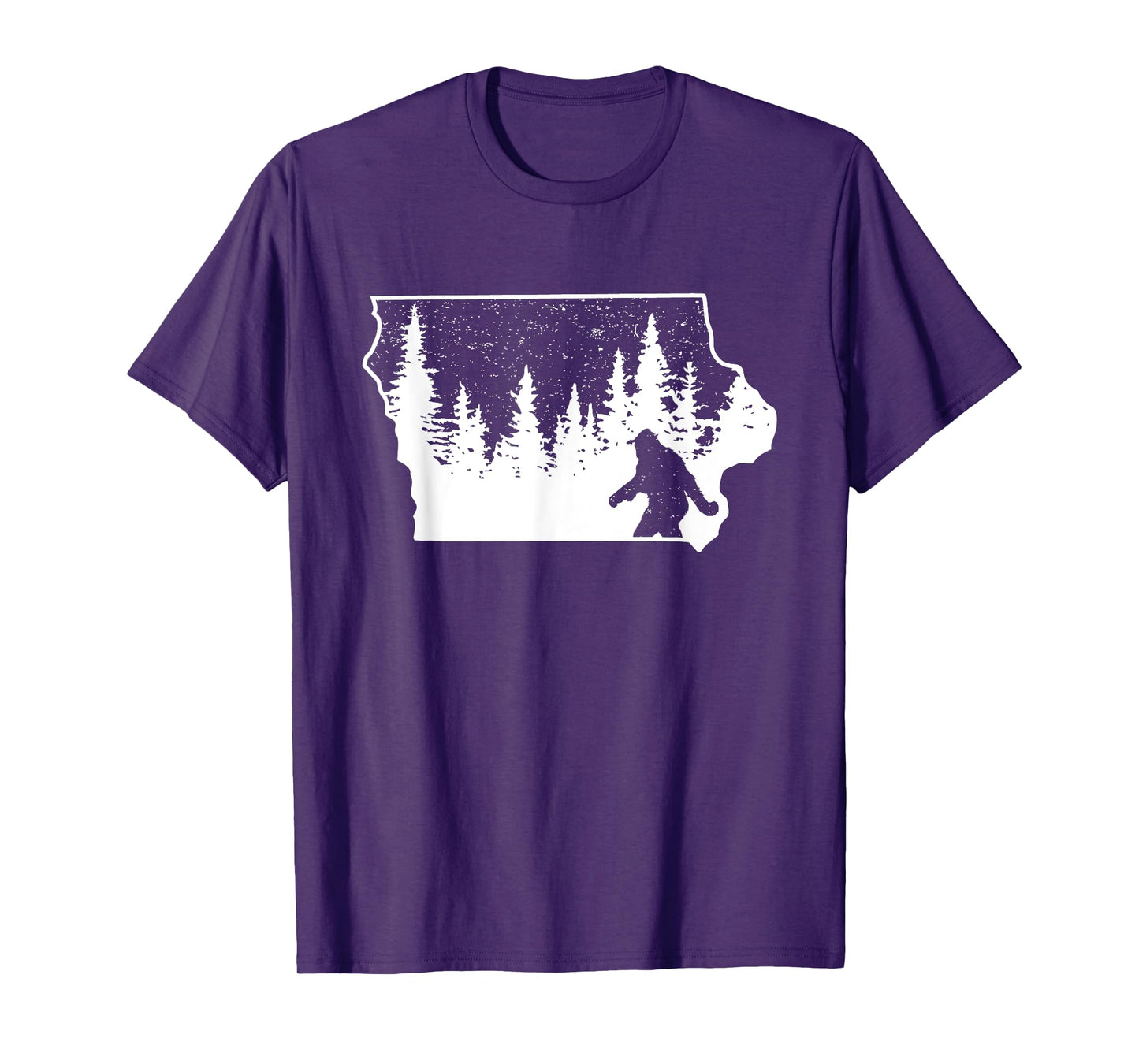 Bigfoot Iowa Pride Funny Sasquatch Love Iowa Map Distressed T-Shirt