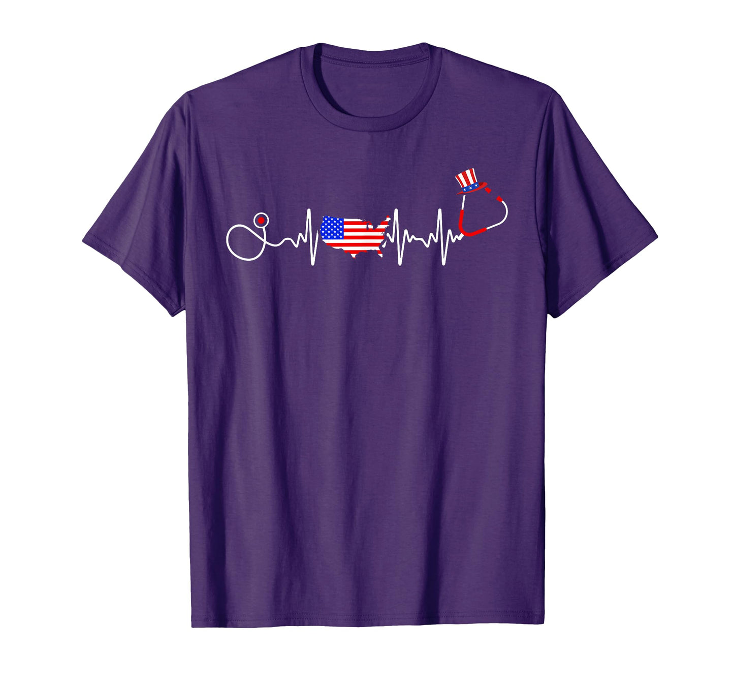 American Nurse 4th Of July USA Flag Map Patriotic RN Nursing T-Shirt