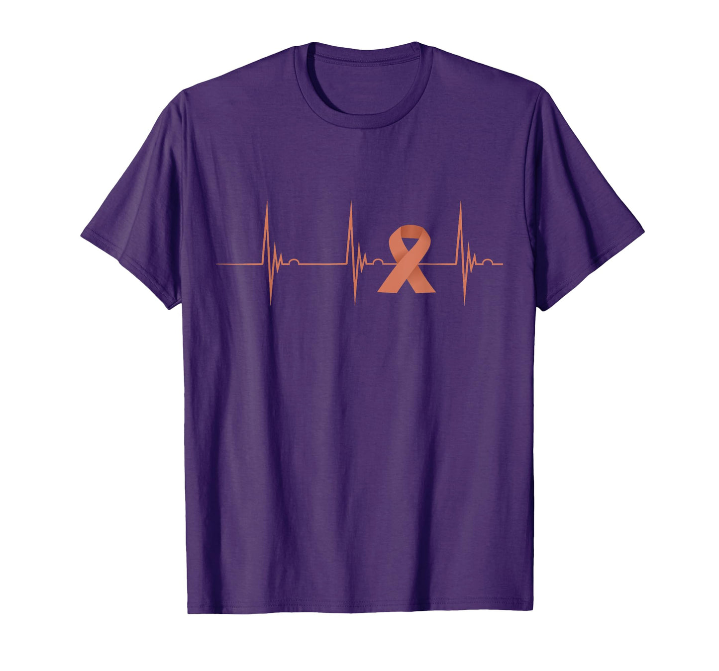 Heartbeat EKG Pulse Peach Endometrial Cancer Awareness T-Shirt