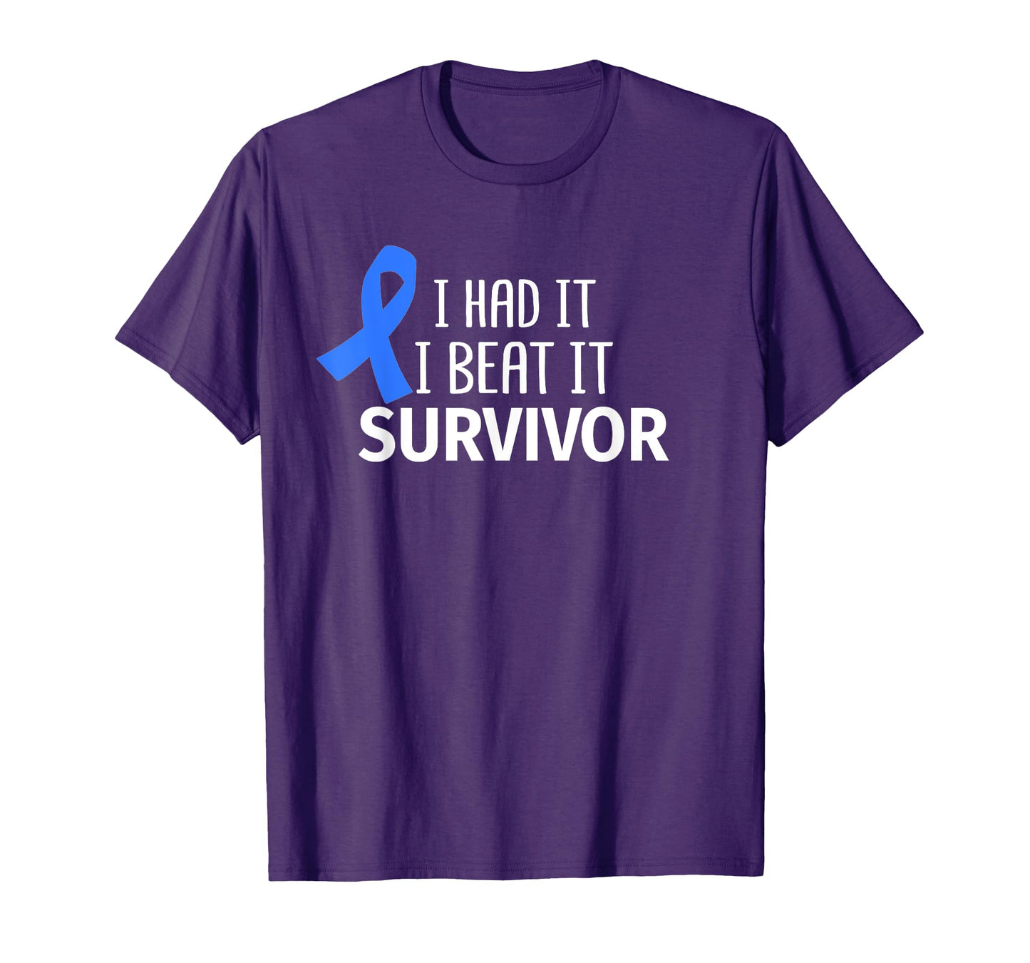 Colon Cancer I Had It I Beat It Survivor Dark Blue Ribbon T-Shirt
