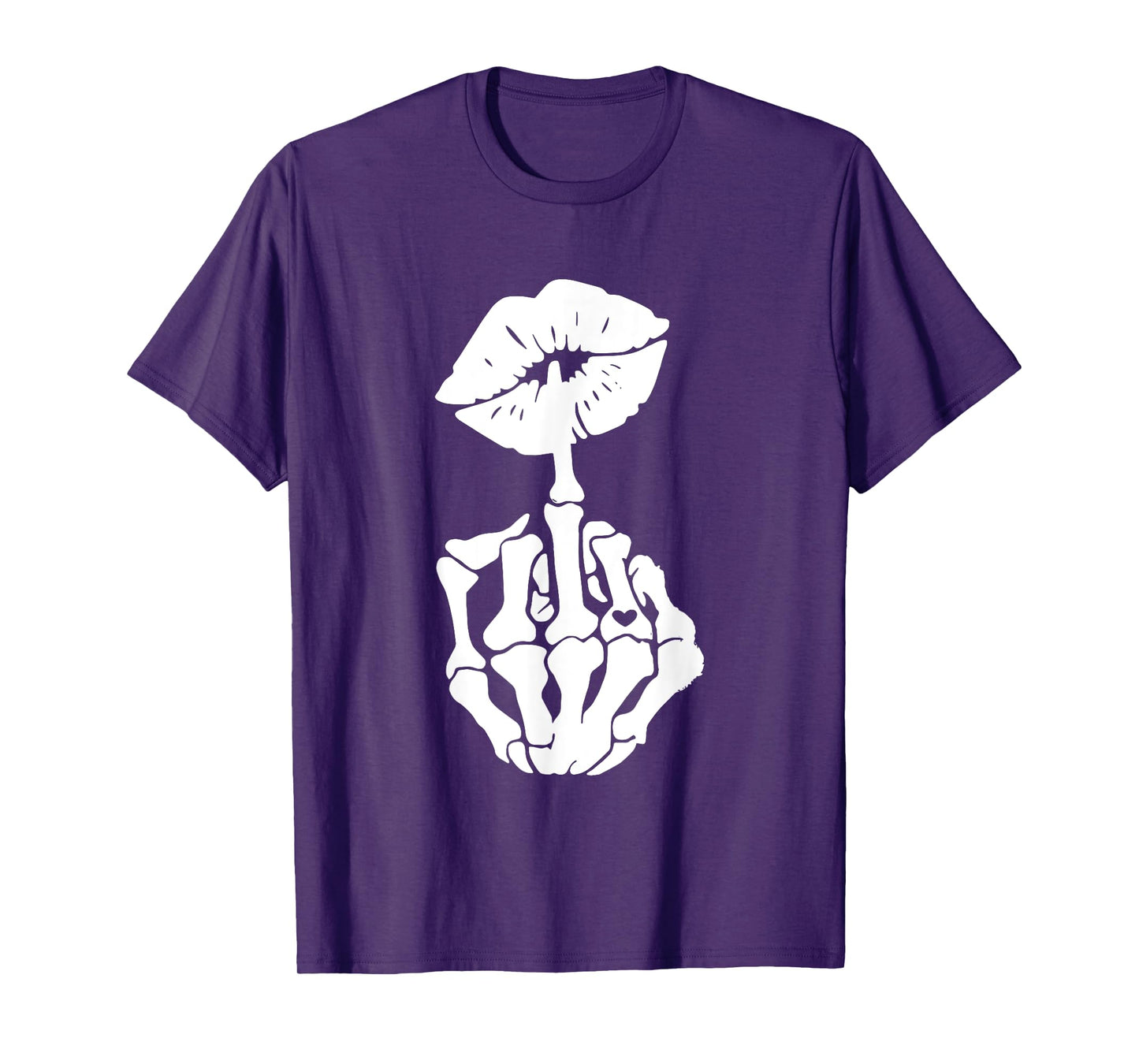 Halloween Retro Skeleton Hand Middle Finger Lips Funny T-Shirt