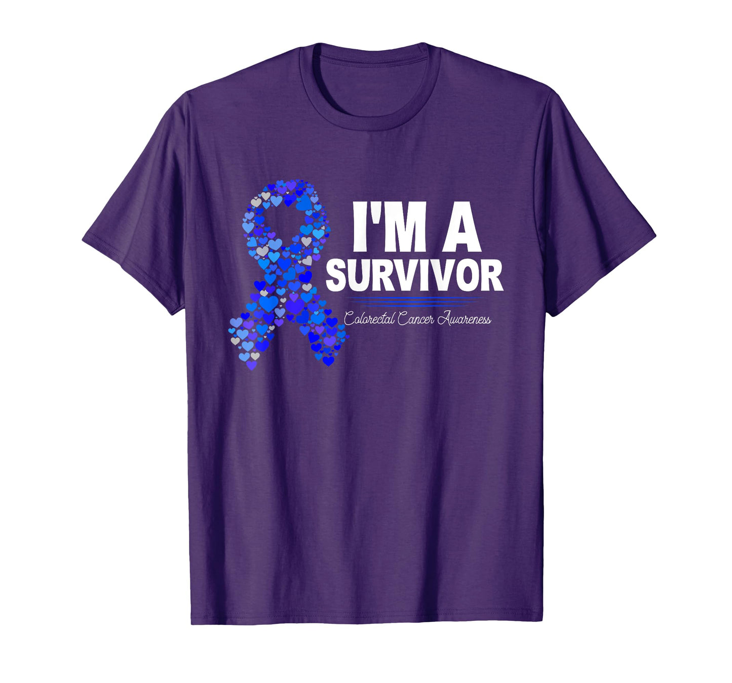 Dark Blue Ribbon Cancer Survivor Colorectal Cancer Awareness T-Shirt