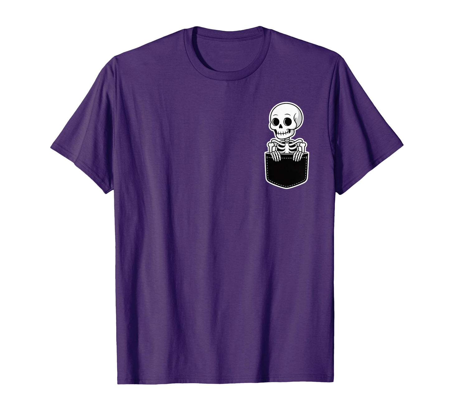 Funny Halloween Skeleton in Pocket Cute Spooky Cartoon T-Shirt