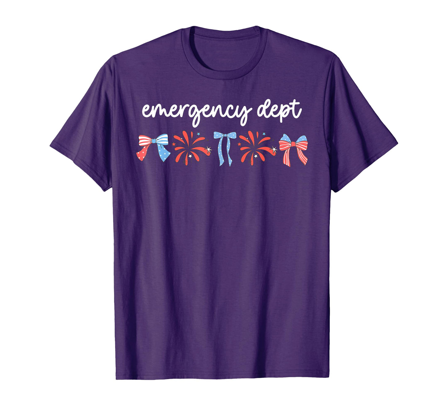 ER Emergency Department Coquette Bow Firework 4th Of July T-Shirt