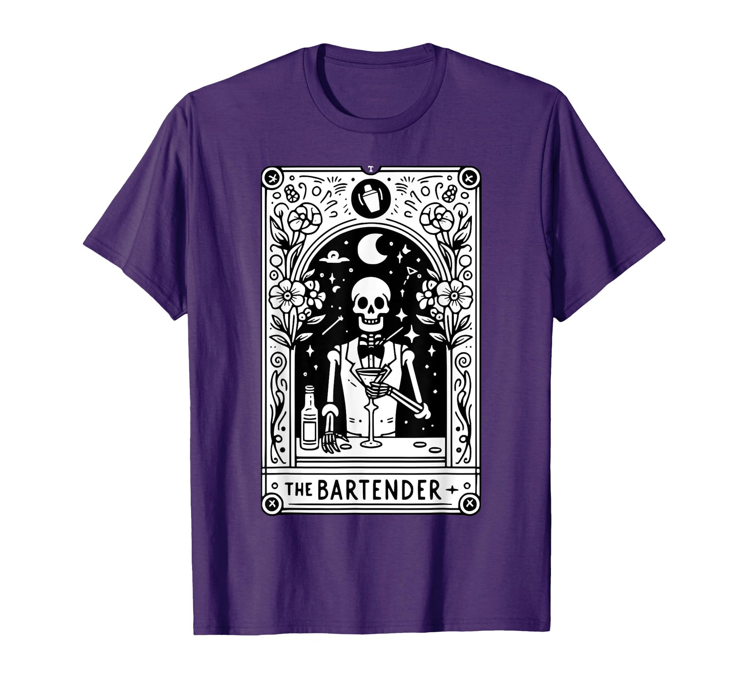 Bartender Tarot Card Skeleton Cocktail Witchy Vibes Alcohol T-Shirt