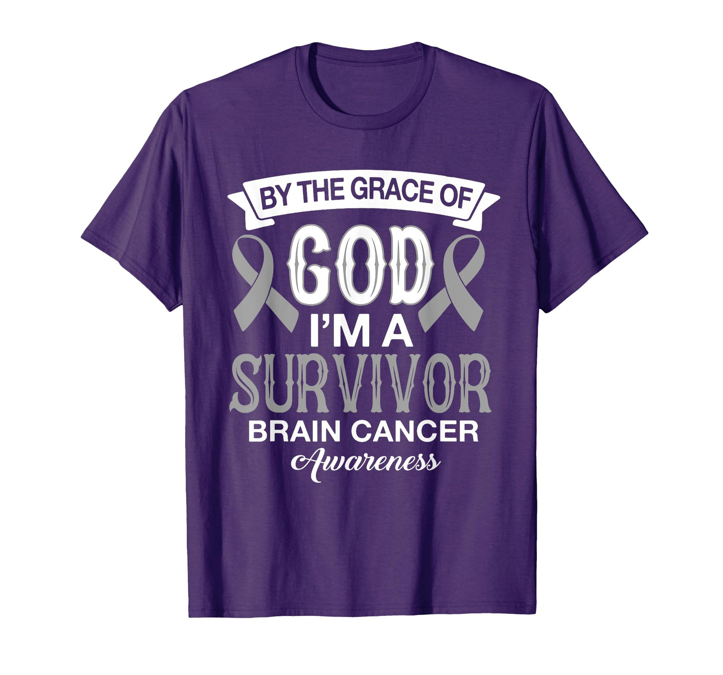 I’m A Survivor Brain Cancer Awareness Gray Ribbon Christian T-Shirt