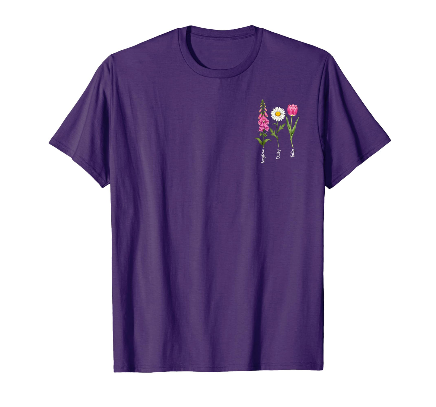 Foxglove Daisy Tulip Pocket Flower Floral Botanical Subtle T-Shirt