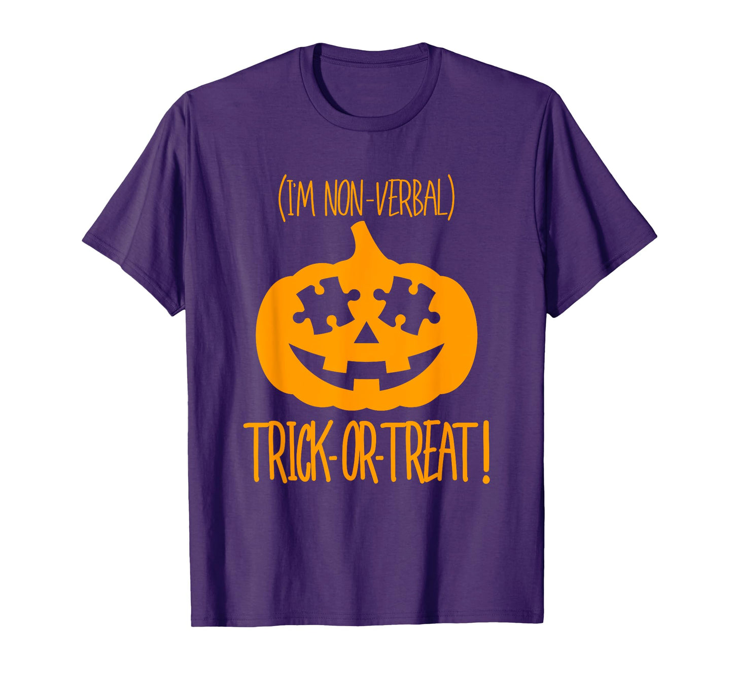 Trick or Treat Non-Verbal Halloween Pumpkin Autism Awareness T-Shirt