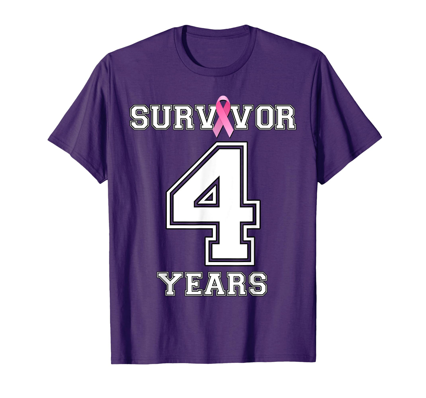 4 Years Breast Cancer Survivor Gifts For Women Pink Ribbon T-Shirt