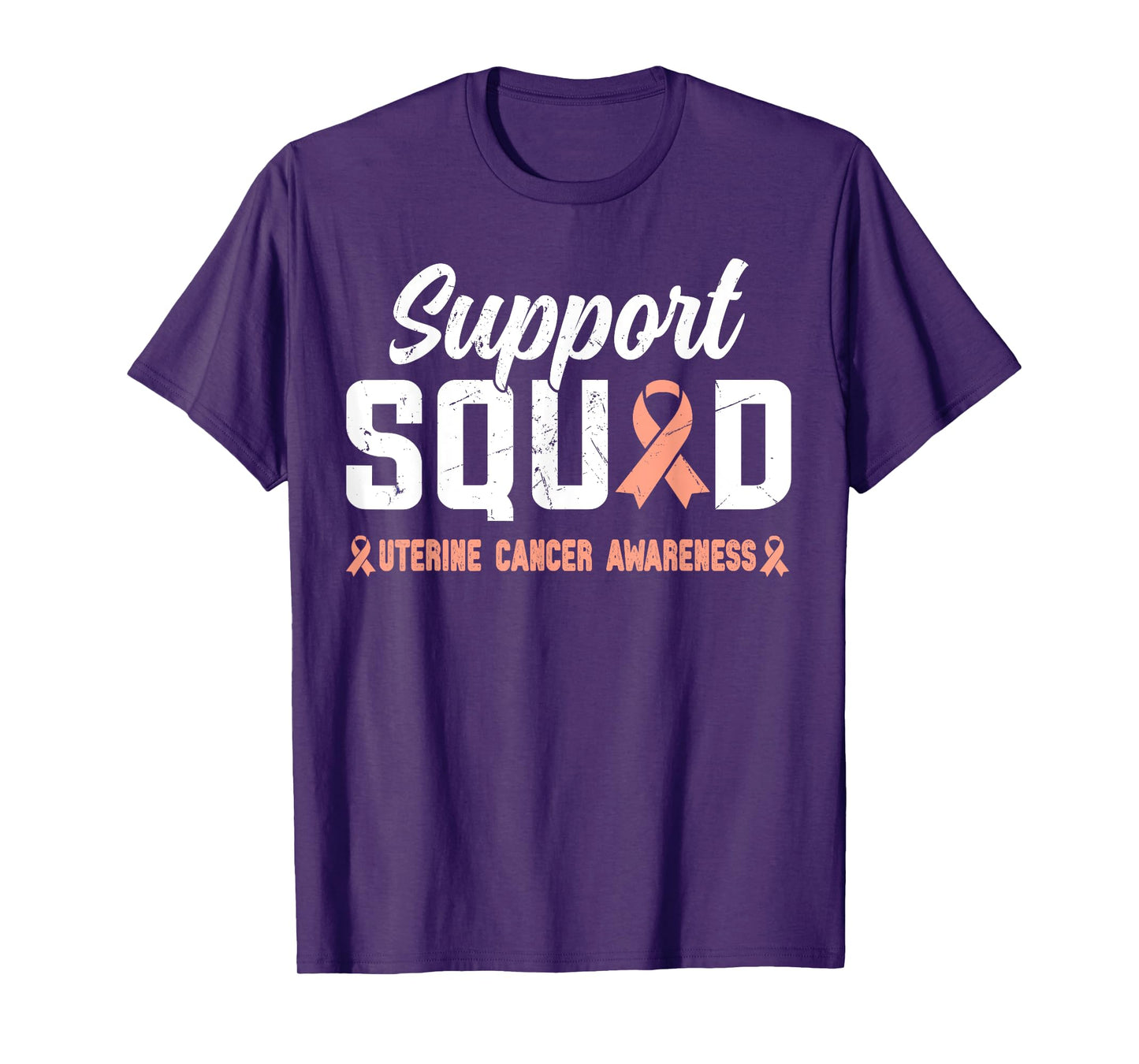 Support Squad Uterine Cancer Awareness Peach Ribbon T-Shirt