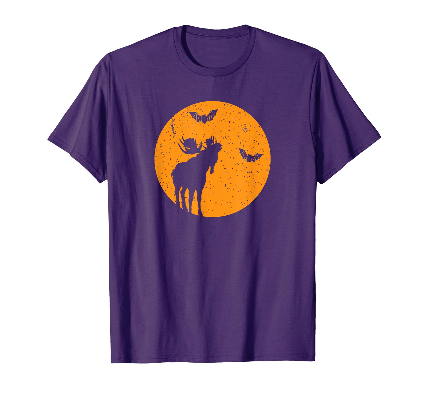 Full Moon Bats Moose Halloween. Funny Halloween Moose Gift T-Shirt