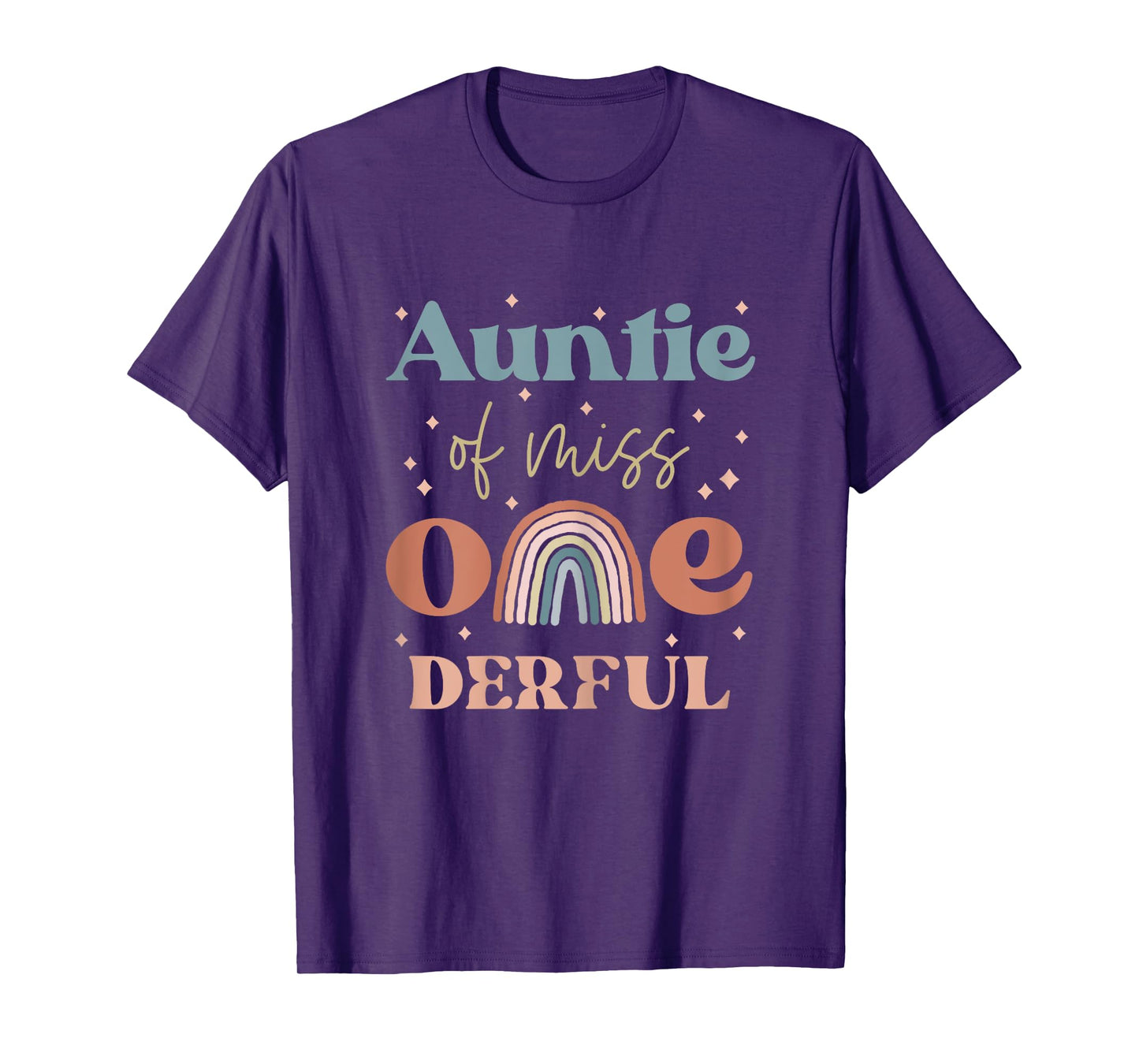 Auntie of Miss Onederful Boho Rainbow Niece First Birthday T-Shirt