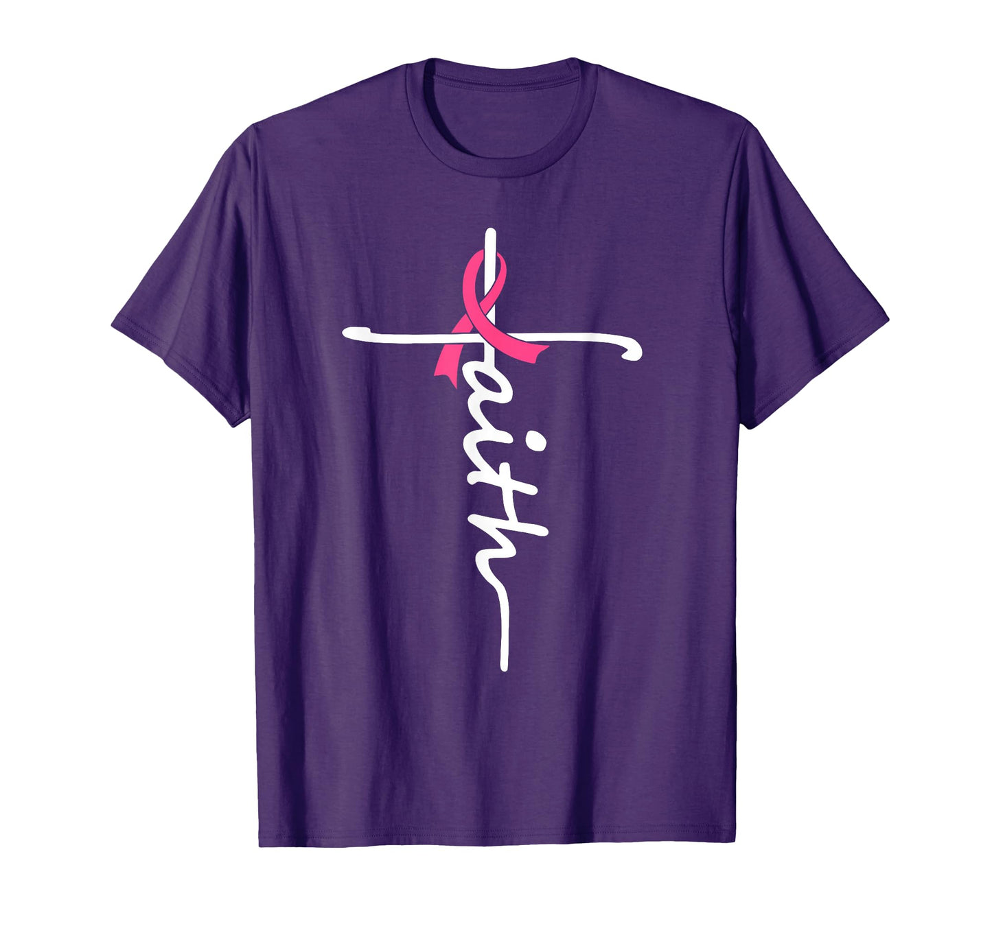 Faith Pink Ribbon Breast Cancer Awareness Support Warrior T-Shirt