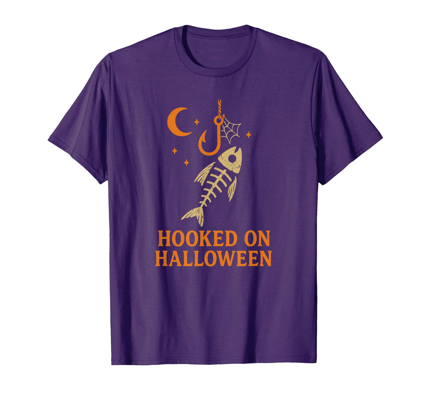 Hooked on Halloween Scary Fish Skeleton Cool Retro Fishing T-Shirt