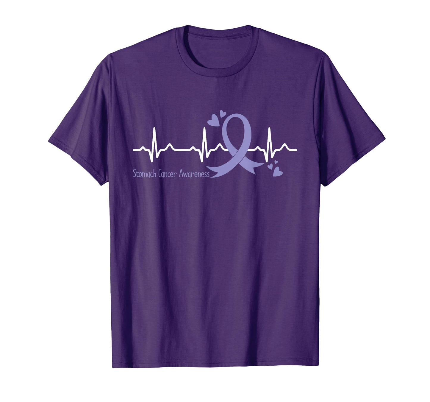 Heartbeat Periwinkle Blue Ribbon Stomach Cancer Awareness T-Shirt