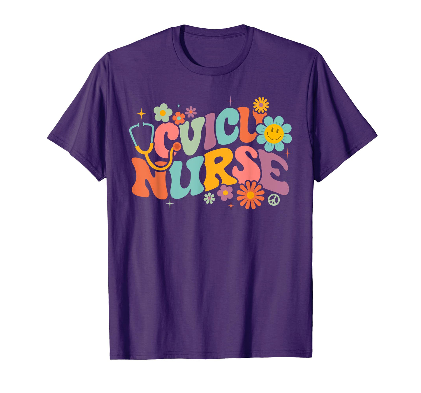 Retro Groovy CVICU Nurse Cardiovascular Intensive Care Unit T-Shirt