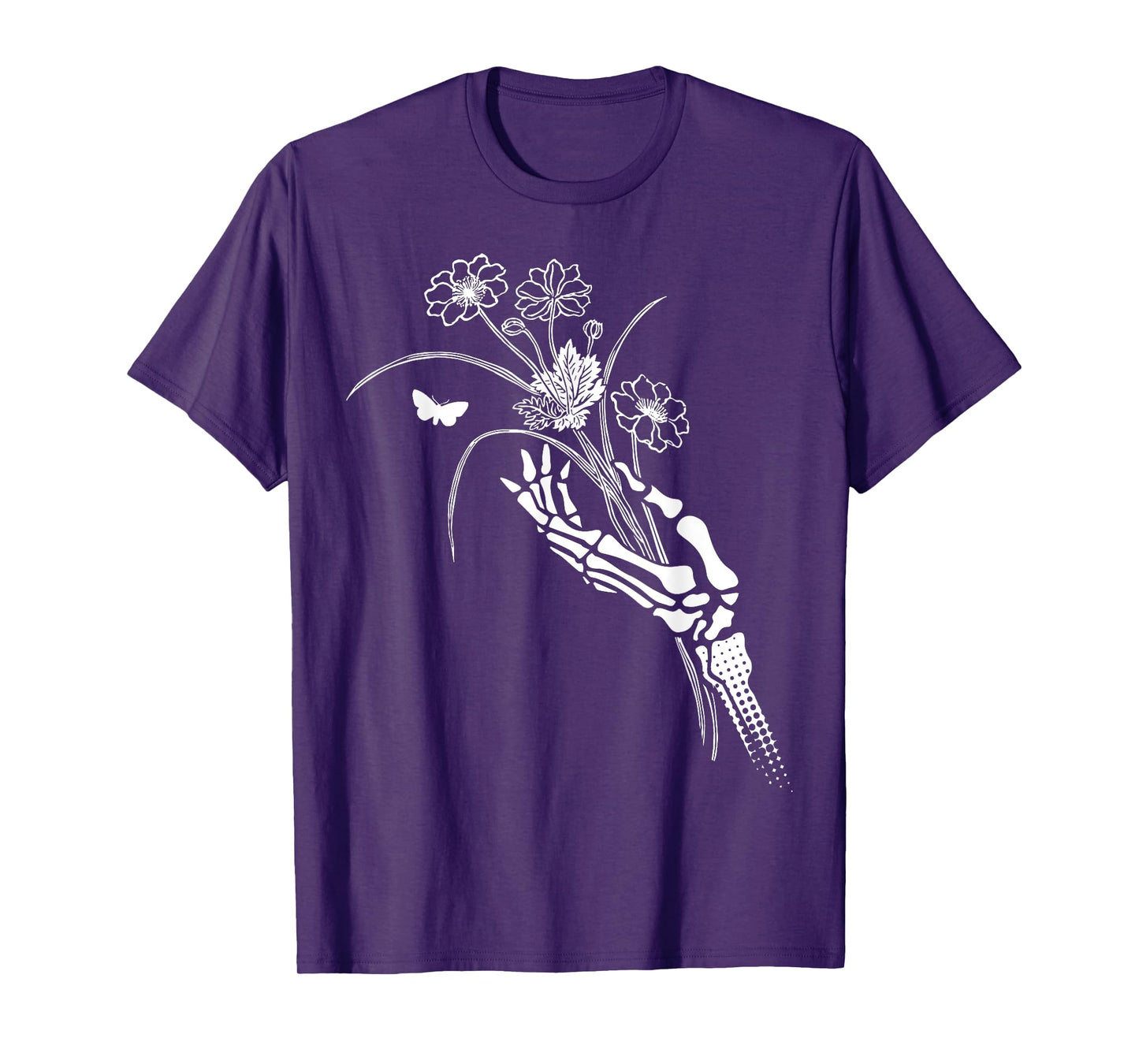 Skeleton Hand Holding Flowers Folkloric Wiccan Nature Witch T-Shirt