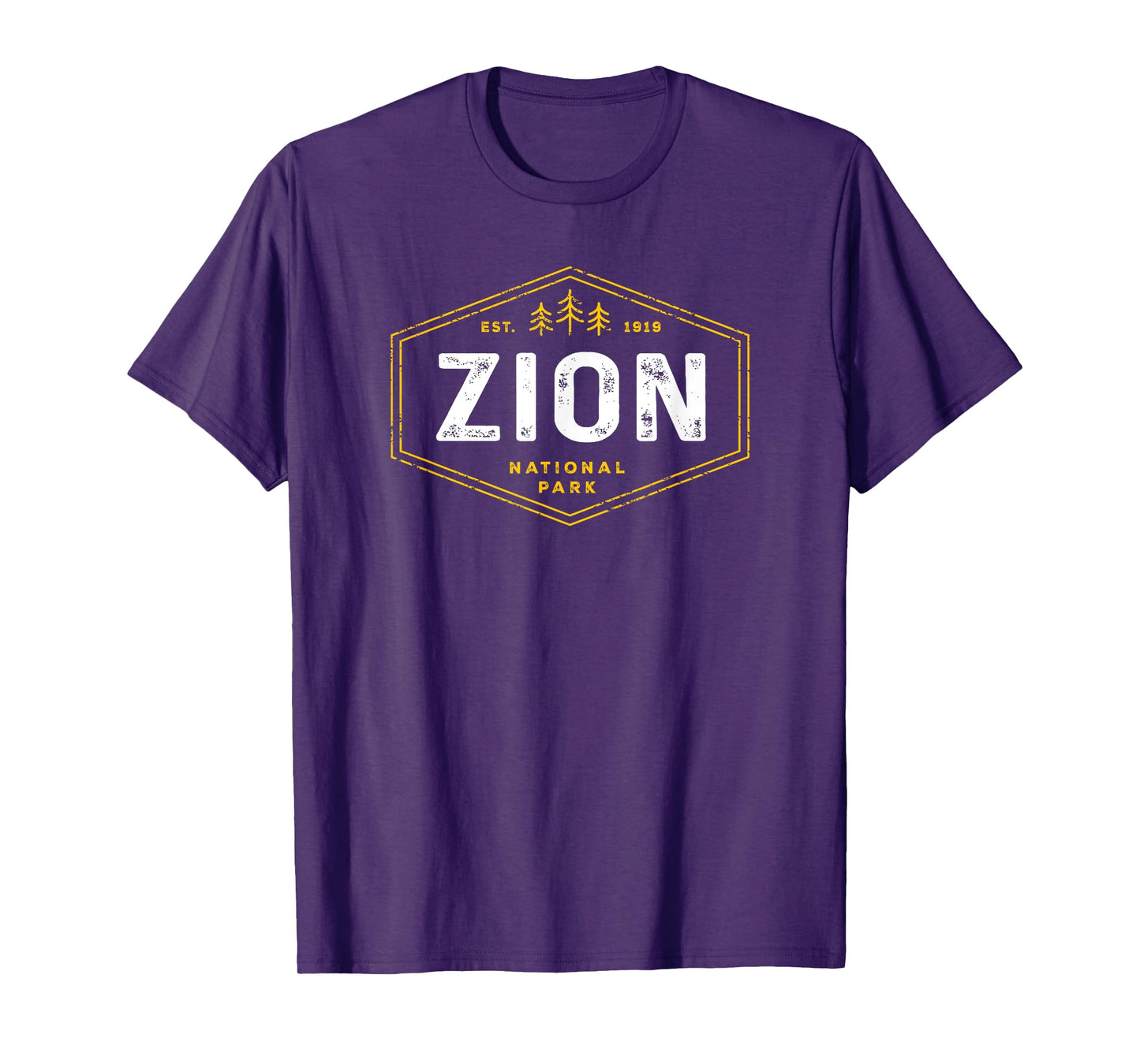 Zion National Park Shirt Vintage Utah Hexagon Badge Hiking T-Shirt
