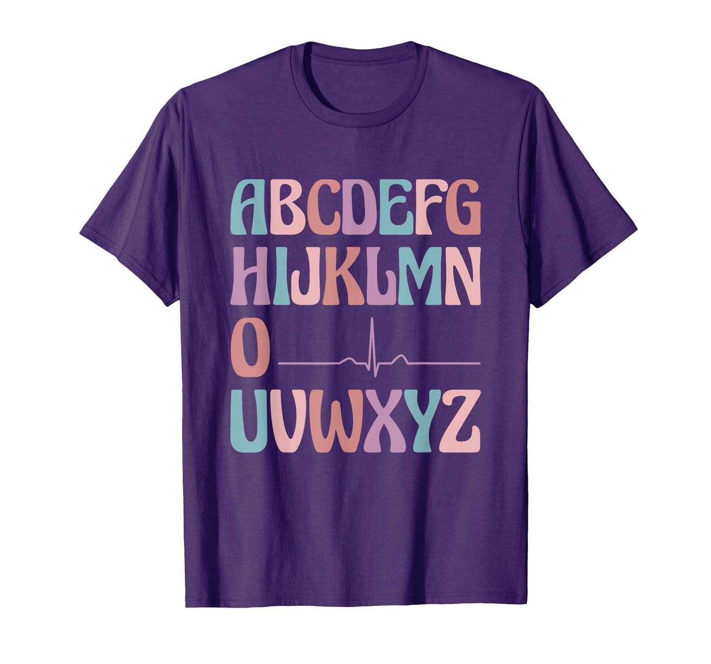Alphabet Heartbeat Line Nursing Student ABC PQRST Nurse T-Shirt
