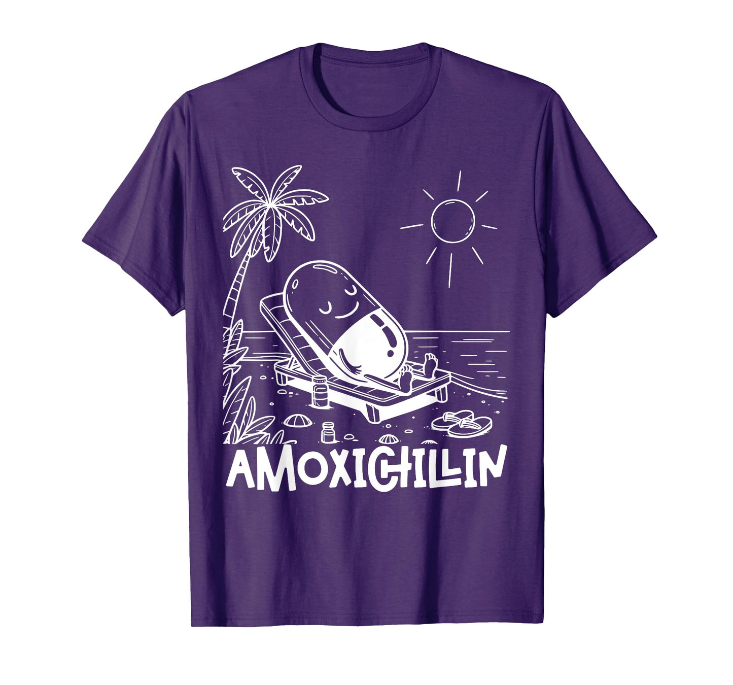 Amoxichillin Funny Pill Beach Vacation Pharmacy Technician T-Shirt