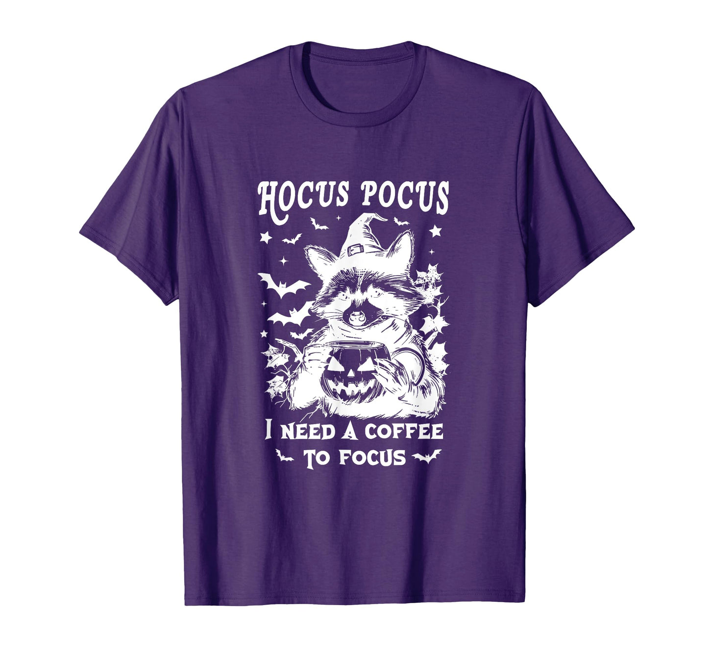 Hocus Pocus I Need To Focus Raccoon Halloween Witch Raccoon T-Shirt