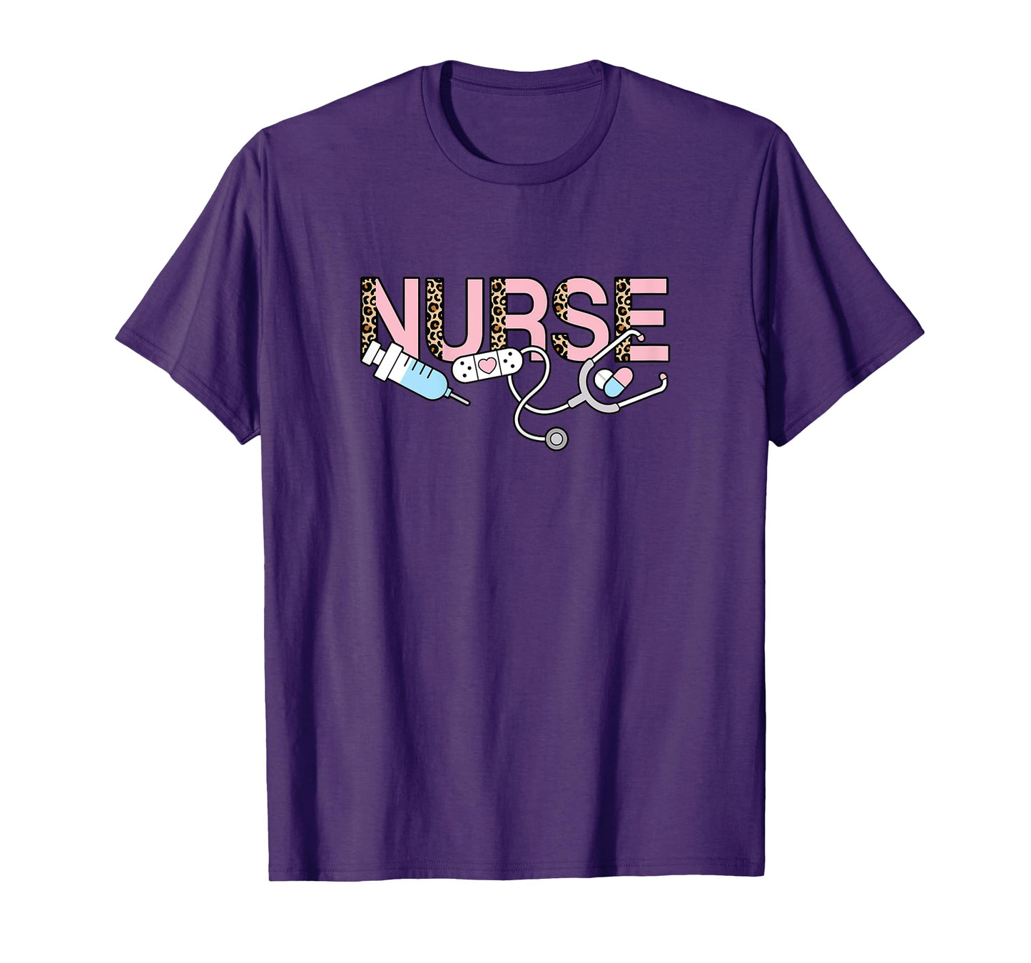 Cute Pink Nurse Leopard Print Nursing Women Girls T-Shirt
